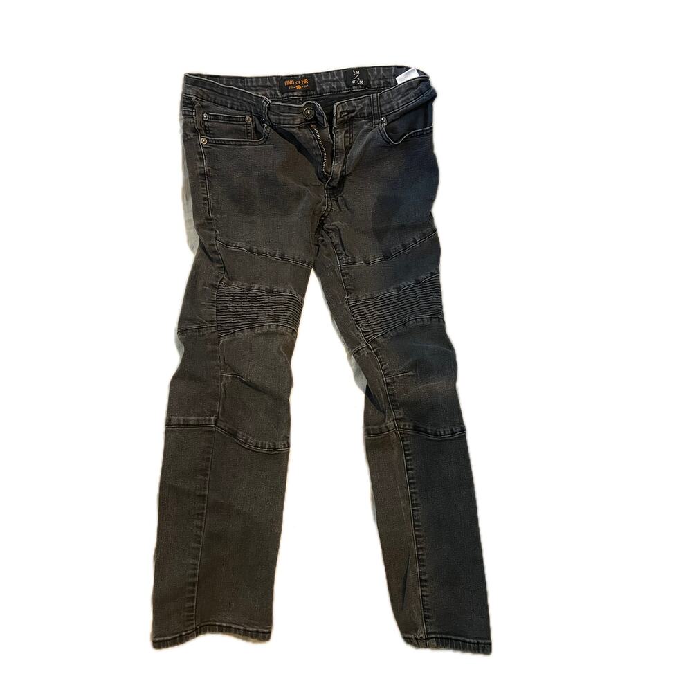 Ring Of Fire Black Ribbed Slim Fit Jeans Mens 30x28